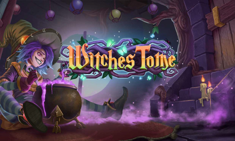 Witches Tome slot by Habanero – brew magical wins in this enchanting Halloween adventure. “Witches Tome” slot game artwork featuring a mischievous witch stirring a glowing purple potion in a cauldron inside a spooky, candle-lit castle.